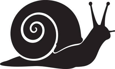 Vector art of a black silhouette of a snail isolated on white background