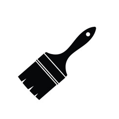 Black Silhouette Vector Paintbrush Icon White Background