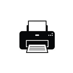 Black Silhouette Vector Printer Icon White Background