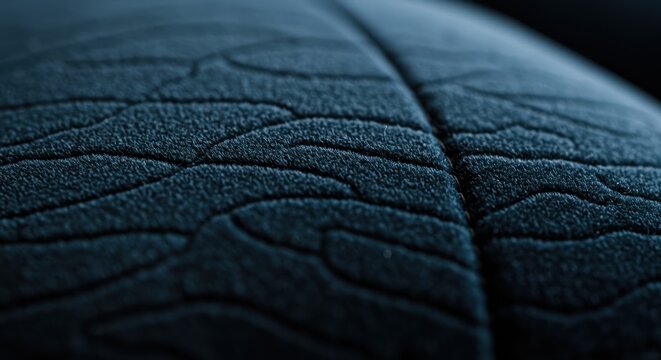 Close-up Texture of Deep Blue Fabric with Wave Pattern