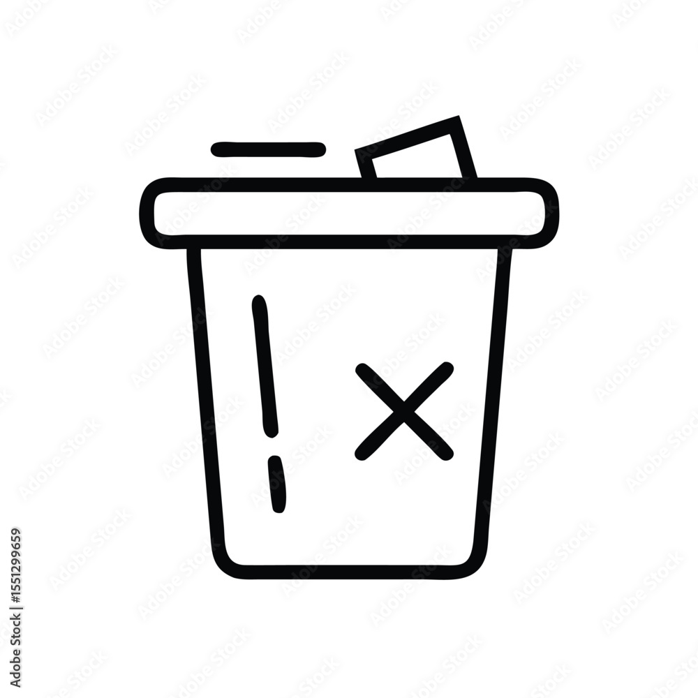 Poster delete icon vector image of a trash can for removal and recycling of unwanted items
