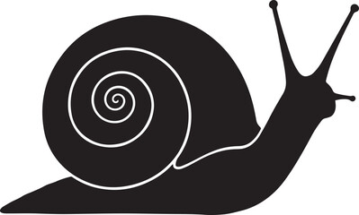 Vector art of black silhouette of a snail isolated on white background