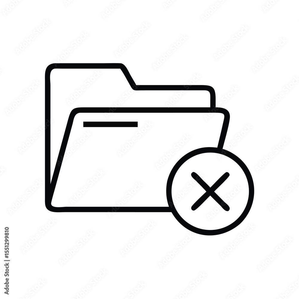 Poster delete folder icon vector illustration for file management and data organization use