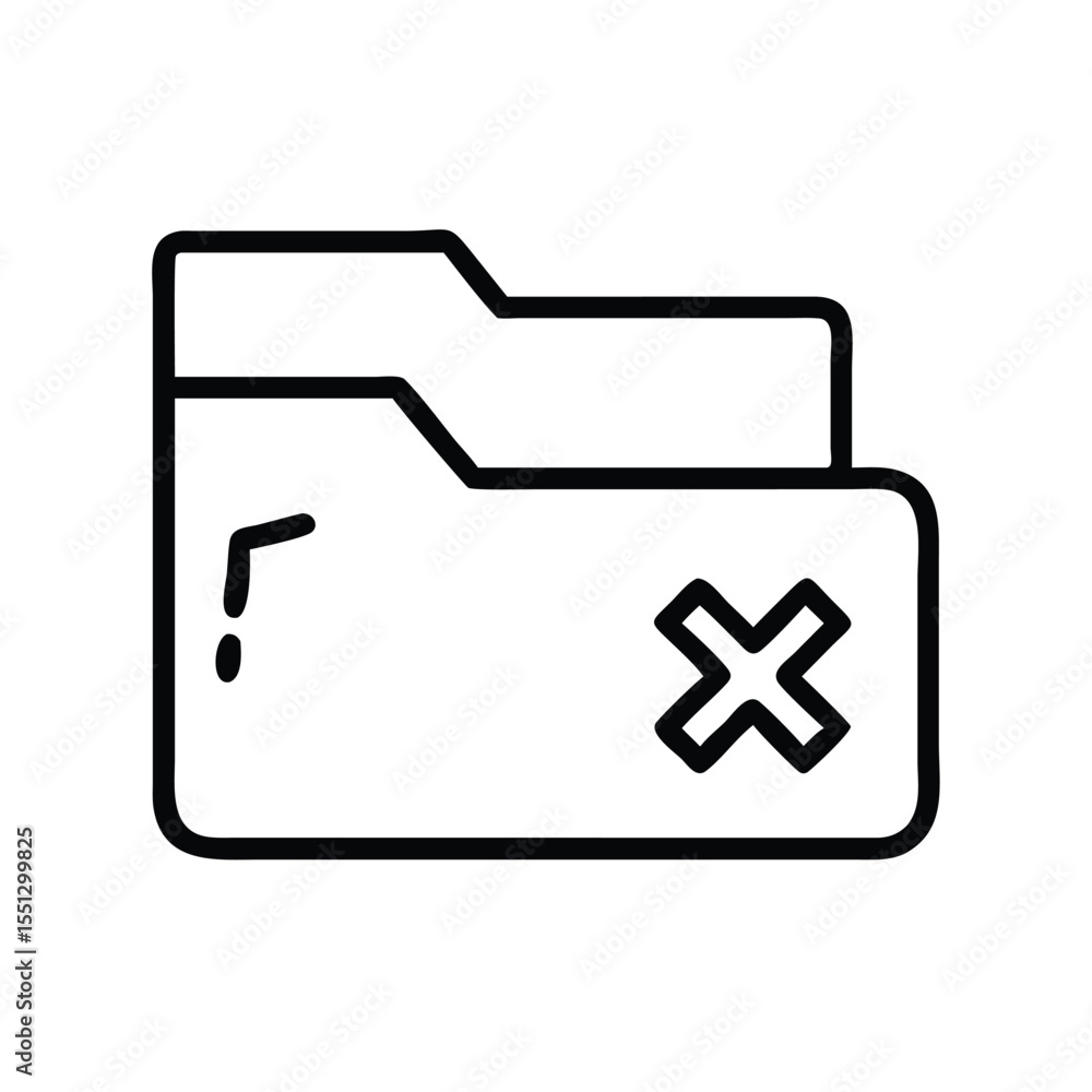 Poster deleted folder icon vector illustration for file management and data organization