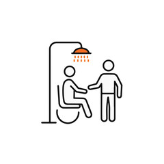 Fototapeta premium Caregiver assisting individual taking a shower. 