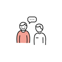 Two individuals in a conversation, as an illustration.