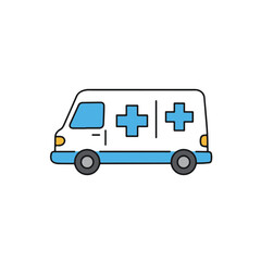 An ambulance with a clear medical cross logo stands ready to provide emergency assistance. 