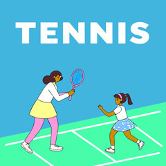 Vibrant tennis lesson illustration showcasing athletic skill development