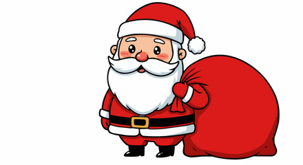 Cheerful Santa Claus holding a red bag, ready for the festive season.