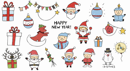 Fototapeta premium A collection of festive holiday-themed illustrations perfect for adding a touch of cheer.