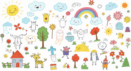 Cute Illustration with Various elements 
