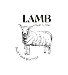Hand drawn logo template with sheep