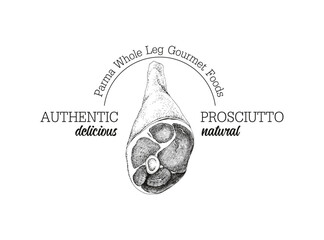 Authentic prosciutto logo template vector