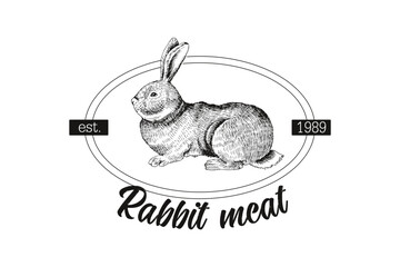 Rabbit meat logo template vector