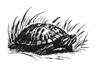 Yellow-Bellied Slider Hand Drawn Natural Illustration Vector Isolated by AZ for Books, Arts, Design and Decoration Graphic Asset