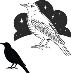 Detailed Nightingale Design Vector Illustration  
