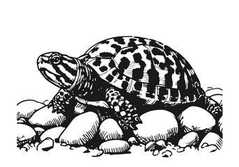 Yellow-Bellied Slider Hand Drawn Natural Illustration Vector Isolated by AZ for Books, Arts, Design and Decoration Graphic Asset