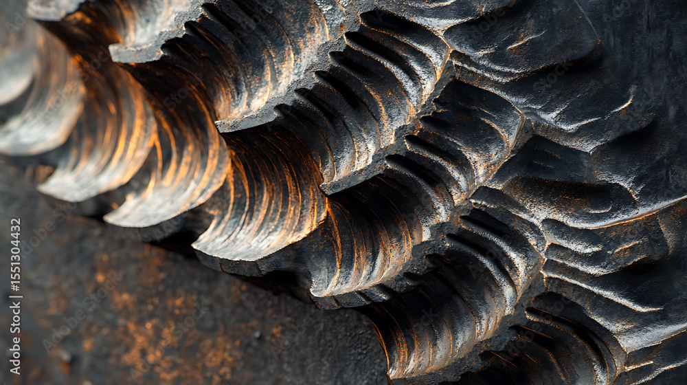 Poster a large, twisted metal object sits on a table. the object is made of metal and has a spiral shape. i