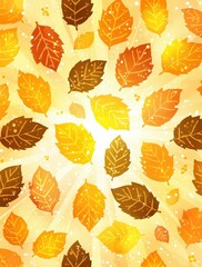 Autumn Leaves Sunburst Background