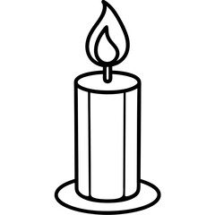 Minimal Candle Flame Line Art