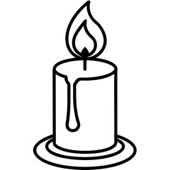 Minimal Candle Flame Line Art