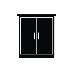 Black Silhouette Vector Cabinet Icon White Background