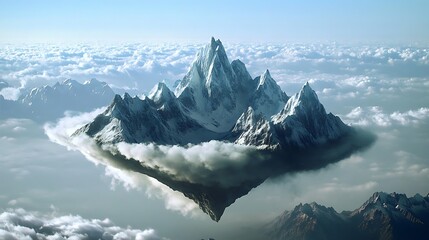 Floating Mountain Peak in the Clouds: A Surreal Landscape