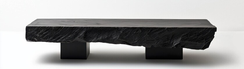 A stylish black stone coffee table perfect for modern living spaces.