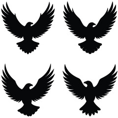 "Flying Eagle Silhouette Vector Set – Bold Bird of Prey Icons in Flight"

