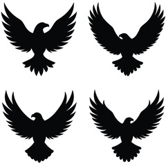 "Flying Eagle Silhouette Vector Set – Bold Bird of Prey Icons in Flight"

