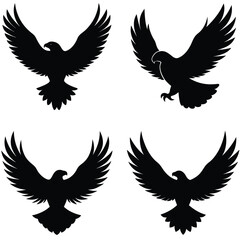 "Flying Eagle Silhouette Vector Set – Bold Bird of Prey Icons in Flight"

