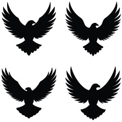 "Flying Eagle Silhouette Vector Set – Bold Bird of Prey Icons in Flight"

