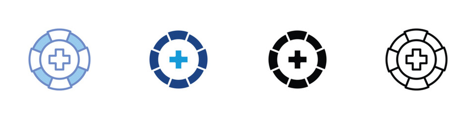 Rescue Lifebuoy Medical Support Icon Set