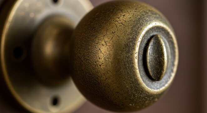Close-up of an Antique Brass Door Knob Texture, Detail, and Aged Elegance