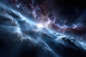 Fototapeta premium Cosmic clouds illuminated by distant stars in a vast galaxy