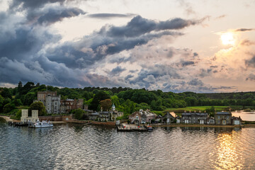 Sunset over Brownsea Castle, Brownsea Island, Poole, Dorset, England