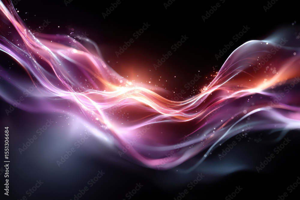Poster dynamic abstract waves of color and light create a mesmerizing visual effect in dark space