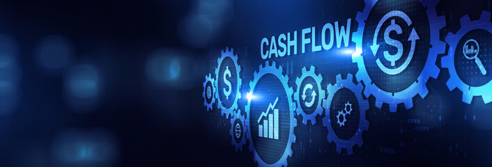 Cash Flow Managing Inflows and Outflows on a Wide Banner, Business and Technology Concept.