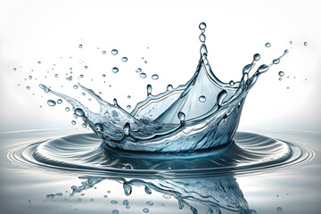 Flowing water splash isolated on white background
