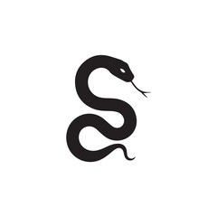 Black Snake Silhouette Vector Icon Isolated on White Background
