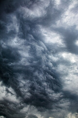 Dramatic sky with thick clouds nimbostratus. Gloomy sky before rain