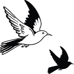 Singing Nightingale Bird Vector Illustration  
