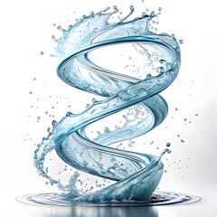 Flowing water splash isolated on white background