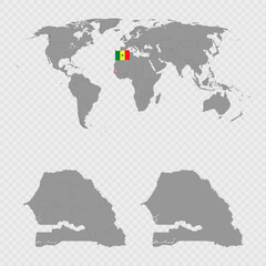Senegal Map Set with World Location.