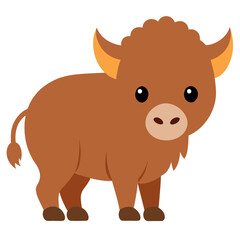 Bison on white background