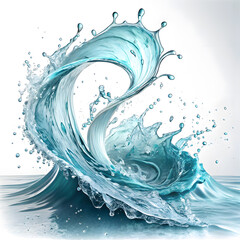 Flowing water splash isolated on white background