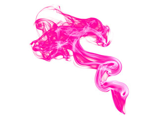 Pink smoke isolated on white background. Abstract design.
