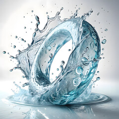 Flowing water splash isolated on white background