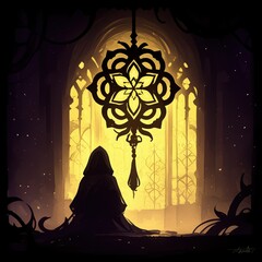 Solitary Figure in Gothic Chapel