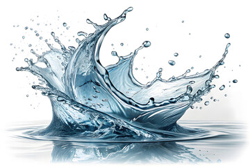 Flowing water splash isolated on white background